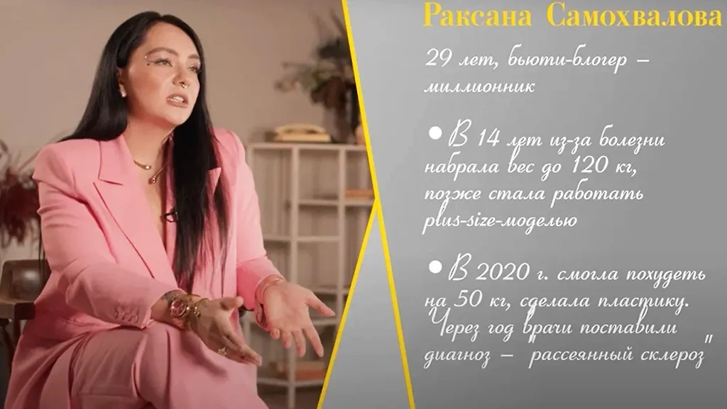 Раксана Самохвалова стала известна как плюс-сайз-модель, которая резко скинула 52 кг. Фото © YouTube / Изнанка. Женщины
