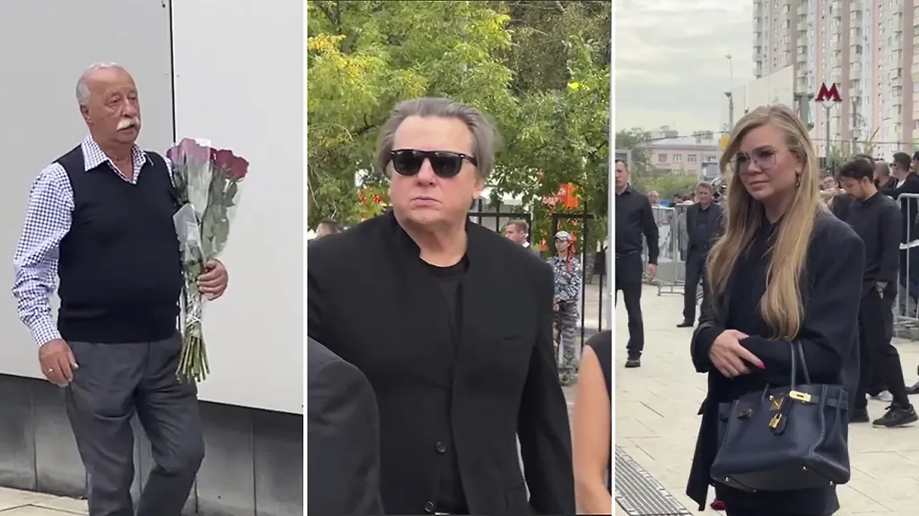 Проститься с умершей легендой КВН Александром Масляковым пришли Леонид Якубович, Константин Эрнст и Алла Михеева. Фото © Life.ru