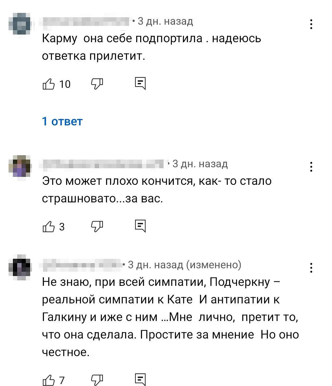 Реакция на ролик в соцсетях. Фото © Youtube / Ekaterina Sinitsyna Santoni