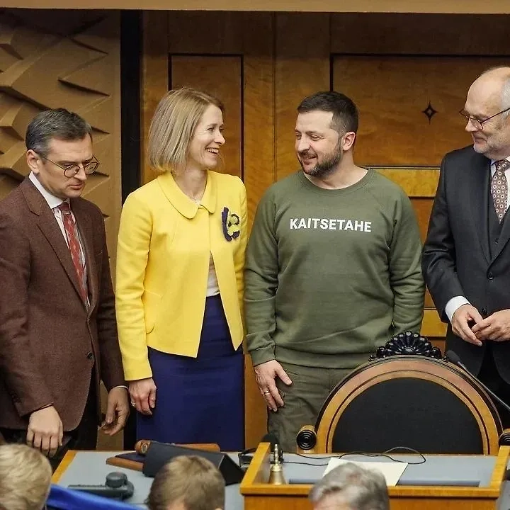 Кая Каллас с лидерами Украины, НАТО, ЕС и США. Фото © Getty Images / Thierry Monasse