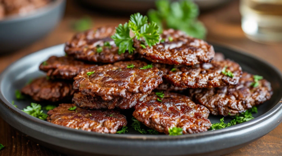 Оладьи из куриной печени подают с зеленью или любым соусом. Фото © «Шедеврум»