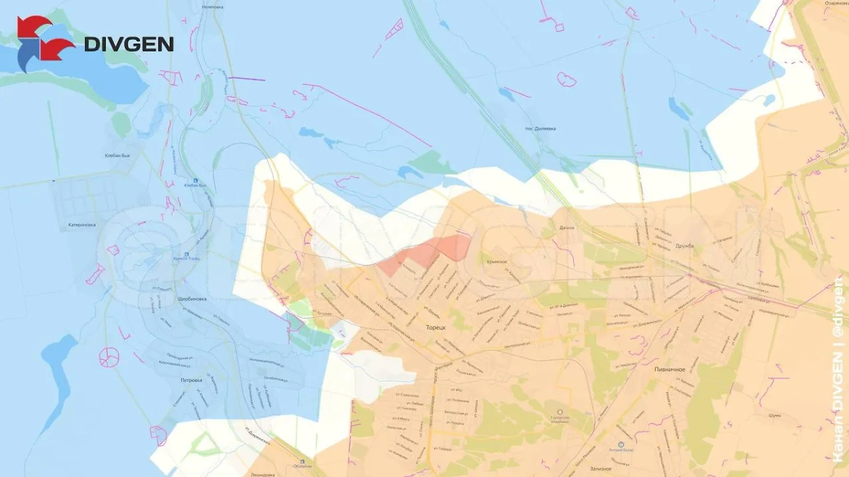 Карта зоны СВО 20 апреля 2025 года. Фото © Telegram / DIVGEN 🚩 Карта СВО