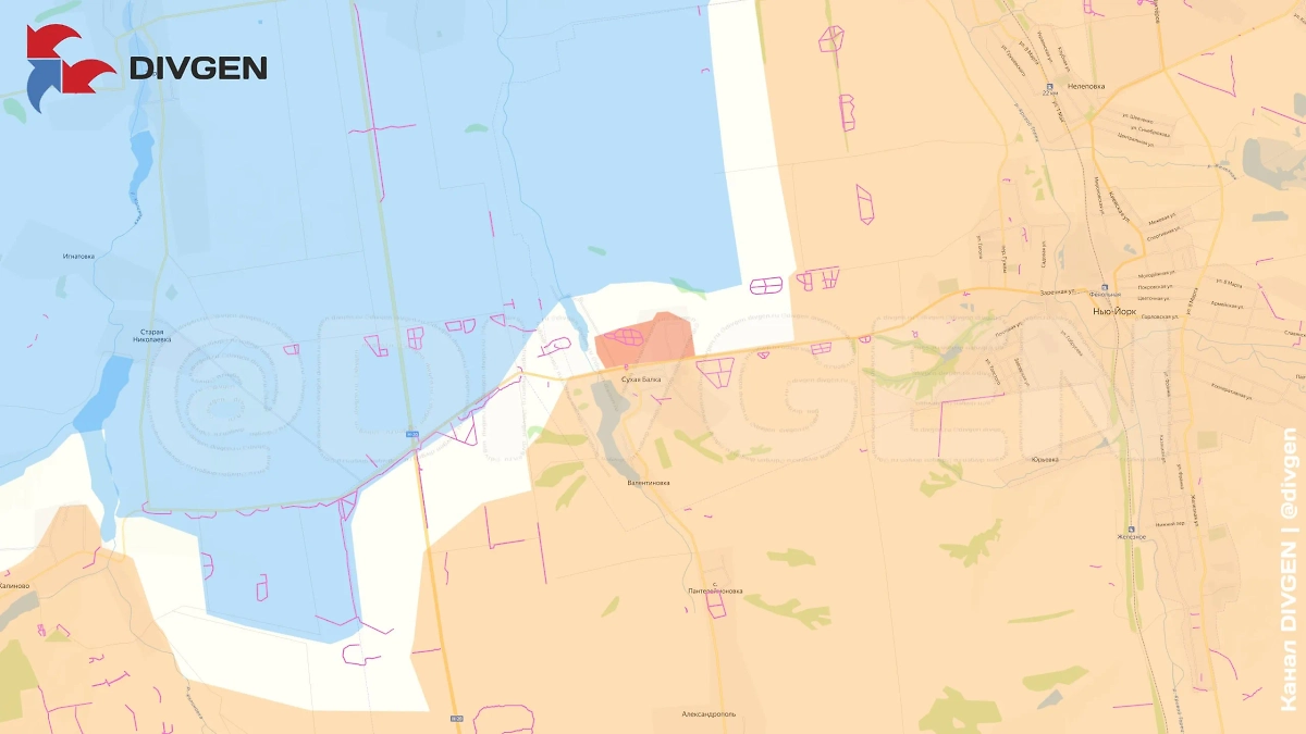 Карта СВО на 23 апреля 2025 года. Подразделения «Южной» группировки войск полностью завершили освобождение Сухой Балки на Константиновском направлении. Фото © Telegram / DIVGEN 🚩 Карта СВО