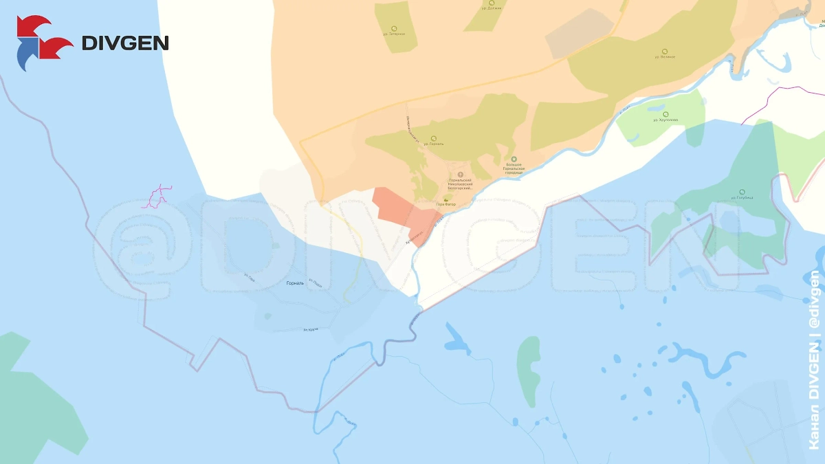 Карта СВО на 23 апреля 2025 года. ВС РФ полностью освободили Горнальский Свято-Николаевский Белогорский мужской монастырь. Фото © Telegram / DIVGEN 🚩 Карта СВО