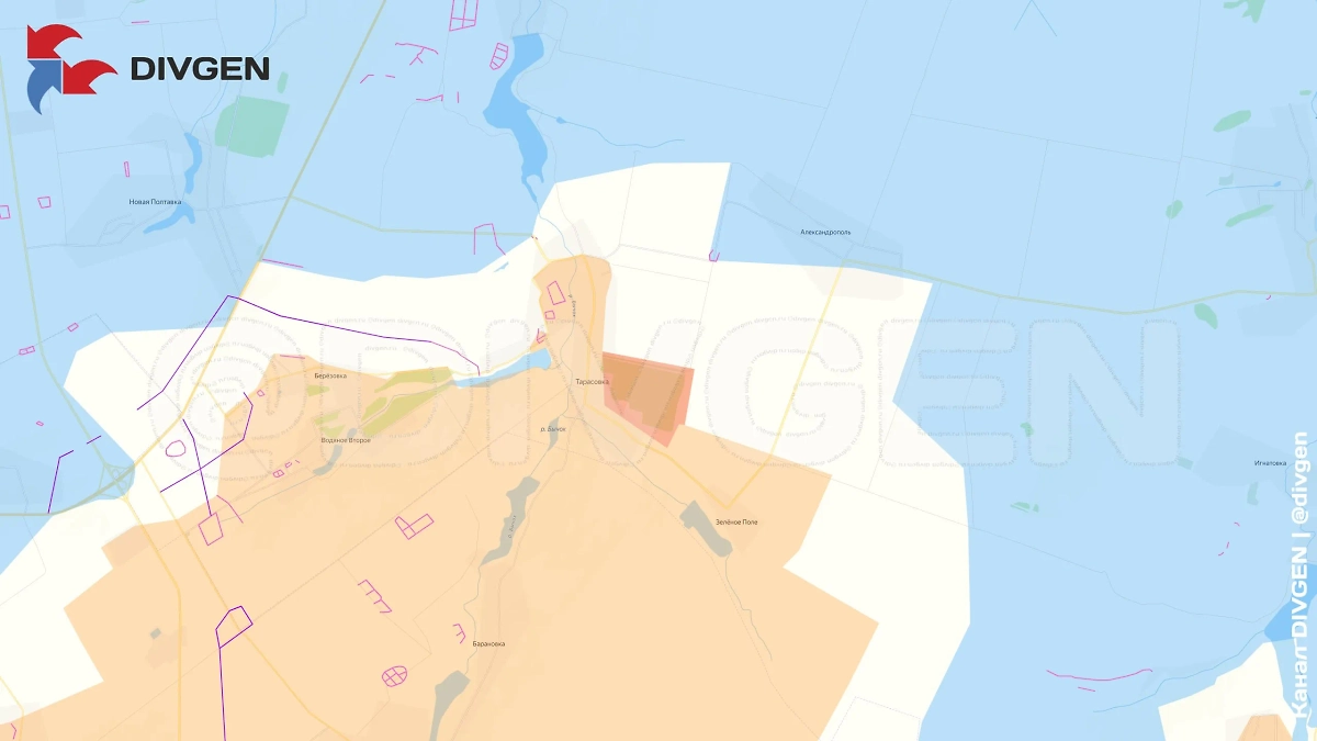 Карта СВО на 24 апреля 2025 года. ВС России освободили Тарасовку. Фото © Telegram / DIVGEN 🚩 Карта СВО