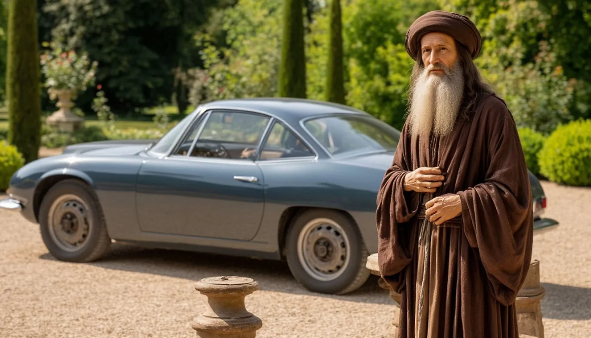 Да Винчи догадывался, что в будущем люди будут передвигаться на авто. Фото © «Шедеврум»