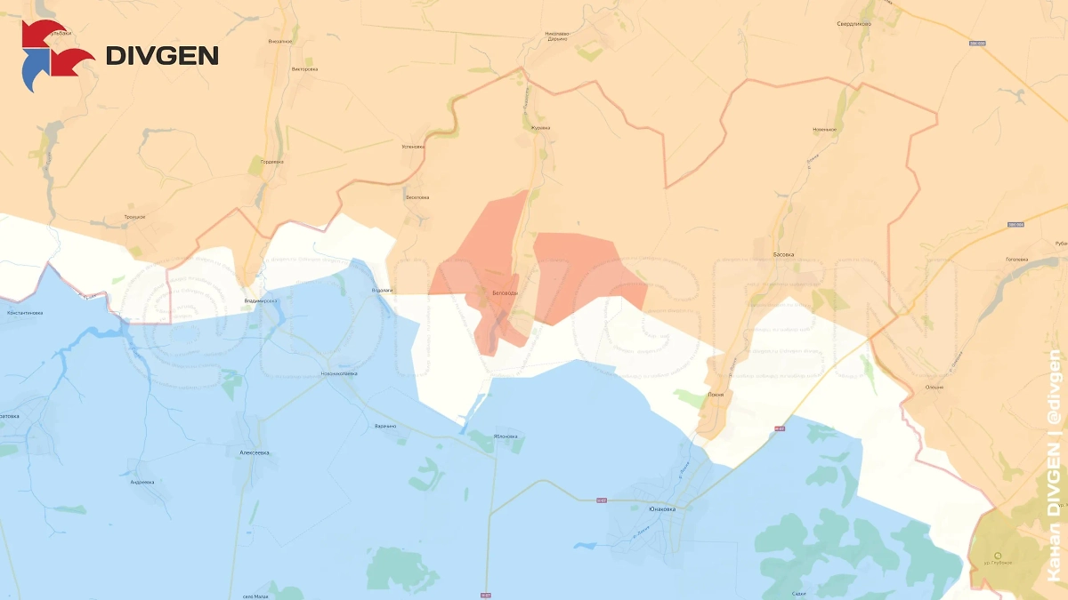 Карта СВО на 27 мая 2025 года. Армия России освободила Беловоды и Владимировку. Фото © Telegram / DIVGEN 🚩 Карта СВО