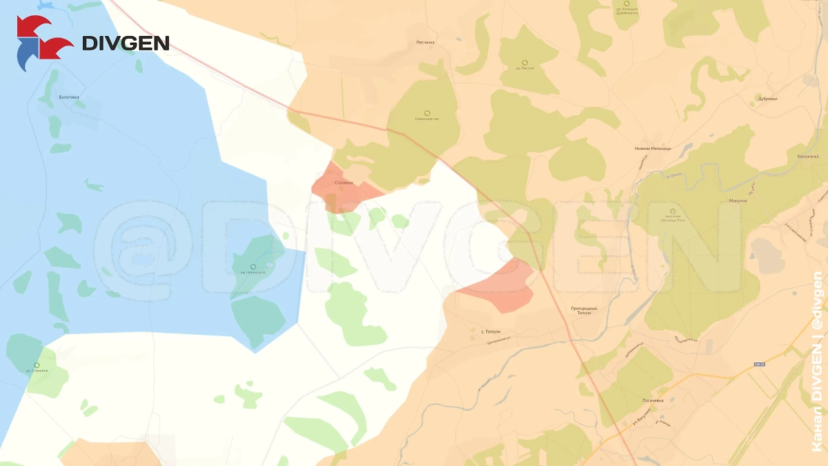 Карта СВО на 28 мая 2025 года. Армия России наступает на западном берегу Оскола. Фото © Telegram / DIVGEN 🚩 Карта СВО