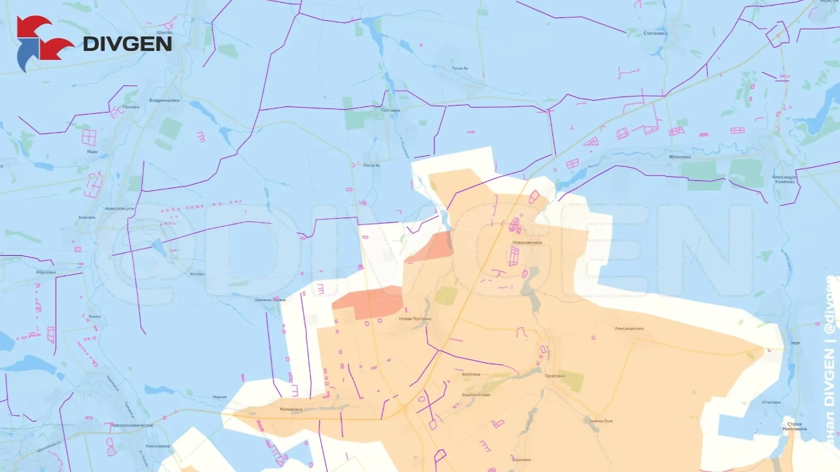 Карта СВО на 22 мая 2025 года. Российская Армия продвинулась в сторону Попова Яра на Константиновском направлении. Фото © Telegram / divgen
