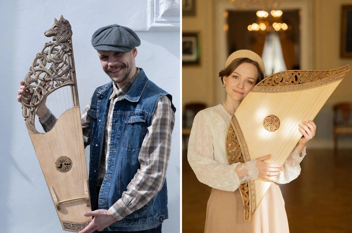 Лучшие гусли Артёма колесникова и гусли Алины Кропочевой, производства того же мастера. Фото © Личный архив Артёма Колесникова