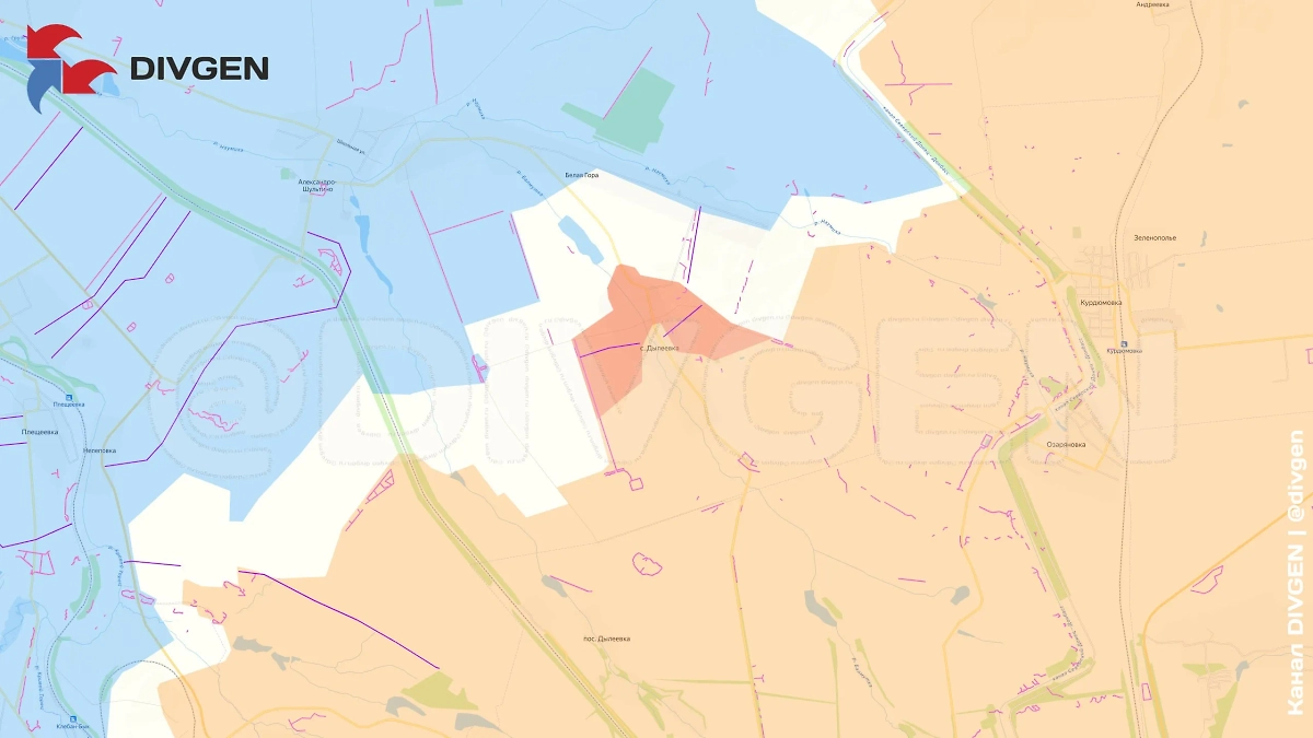 Карта СВО на 25 июня 2025 года. Штурмовые группы 4-й отдельной мотострелковой бригады 3-й общевойсковой армии завершили зачистку населённого пункта Дылеевка в ДНР. Фото © Telegram / DIVGEN 🚩 Карта СВО