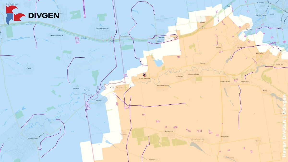 Карта СВО на 27 июня 2025 года. Подразделения группировки войск «Центр» освободили населённый пункт Новосергеевка Донецкой Народной Республики. Фото © Telegram / DIVGEN 🚩 Карта СВО