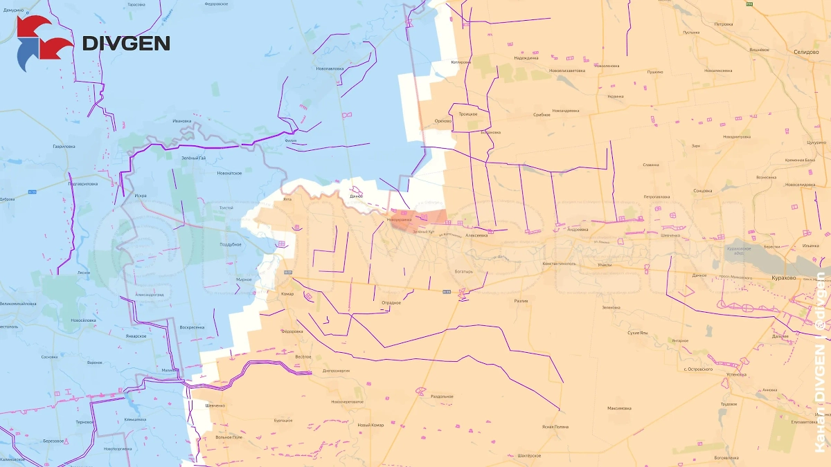 Карта СВО на 30 июня 2025 года. Российская армия освободила Новоукраинку в ДНР. Фото © Telegram / DIVGEN 🚩Карты СВО