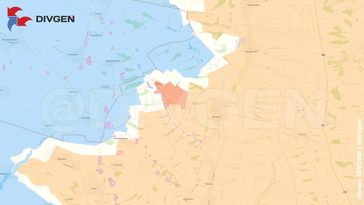 Карта СВО на 24 июня 2025 года. ВС РФ освободили Петровское (Грековку) в Луганской Народной Республике. Фото © Telegram / DIVGEN 🚩 Карта СВО