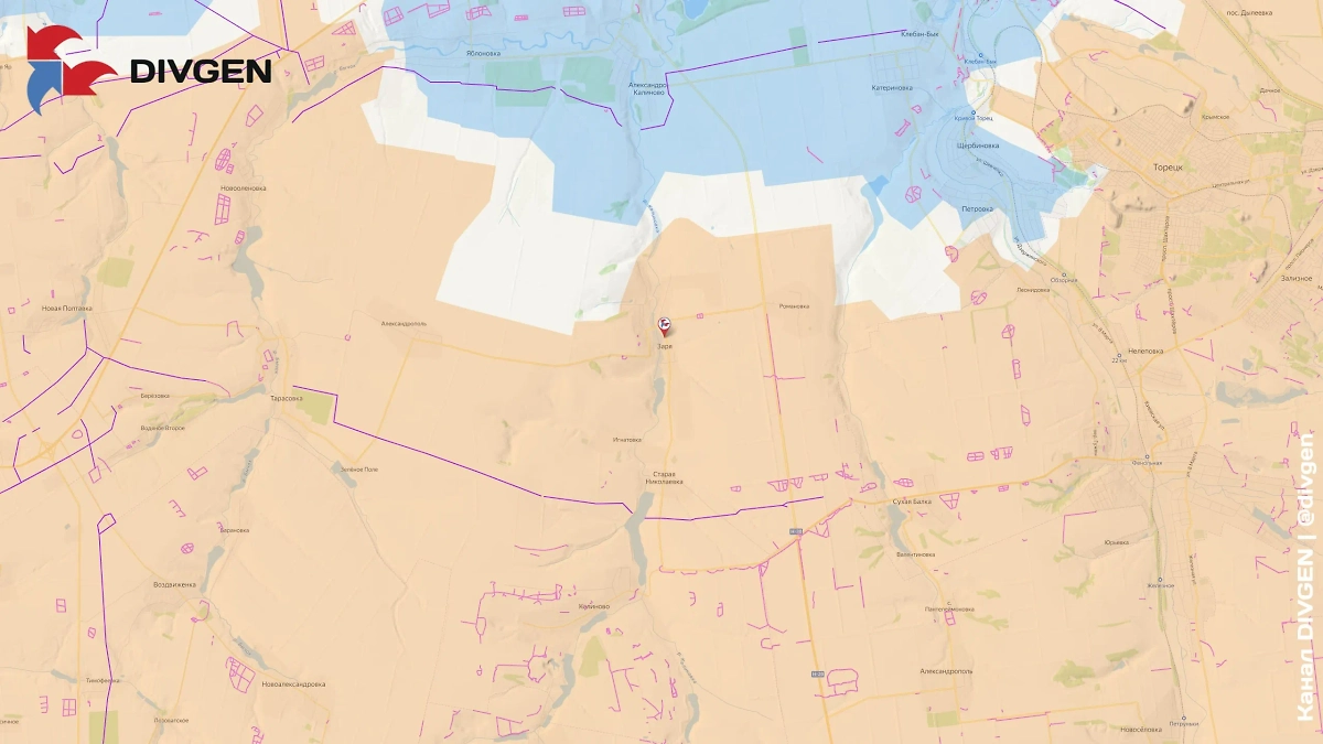 Карта СВО на 9 июня 2025 года. Подразделениями «Южной» группировки войск освобождён населённый пункт Заря Донецкой Народной Республики. Фото © Telegram / divgen
