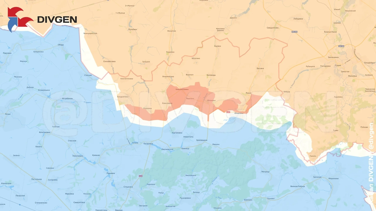 Карта СВО на 10 июня 2025 года. Армия России продолжает наступать в Сумской области. Фото © Telegram / DIVGEN 🚩 Карта СВО
