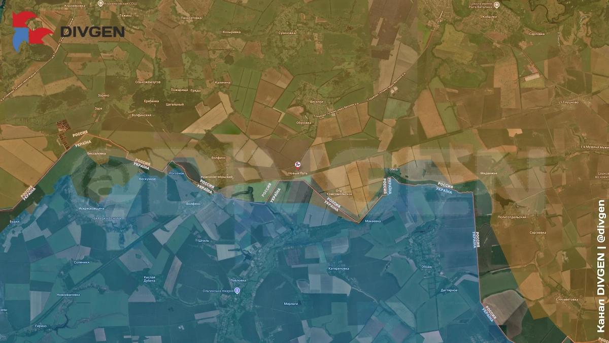 Карта СВО на 17 июля 2025 года. Армия России отбила попытку атаки ВСУ на Новый Путь. Фото © Telegram / DIVGEN 🚩 Карта СВО