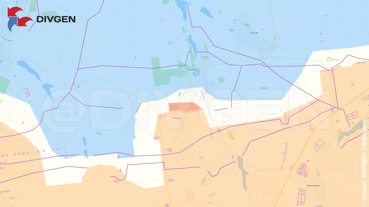 Карта СВО на 18 июля 2025 года. Спустя месяц тяжёлых боёв российские бойцы освободили Попов Яр в ДНР. Фото © Telegram / DIVGEN 🚩 Карта СВО
