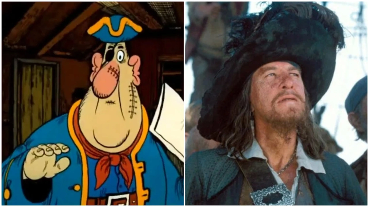 Билли Бонс и капитан Барбосса стали братьями по пиратскому духу. Фото © VK / Гостелерадиофонд, © Кадр из фильма «Пираты Карибского моря: проклятие Чёрной жемчужины», режиссёр Гор Вербински, сценаристы Тед Эллиот, Терри Россио, Стюарт Битти и др. / Kinopoisk