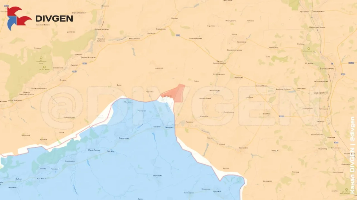 Карта СВО на 18 июля 2025 года. Харьковская область. ВС РФ освободили село Дегтярное. Фото © Telegram / DIVGEN 🚩 Карта СВО