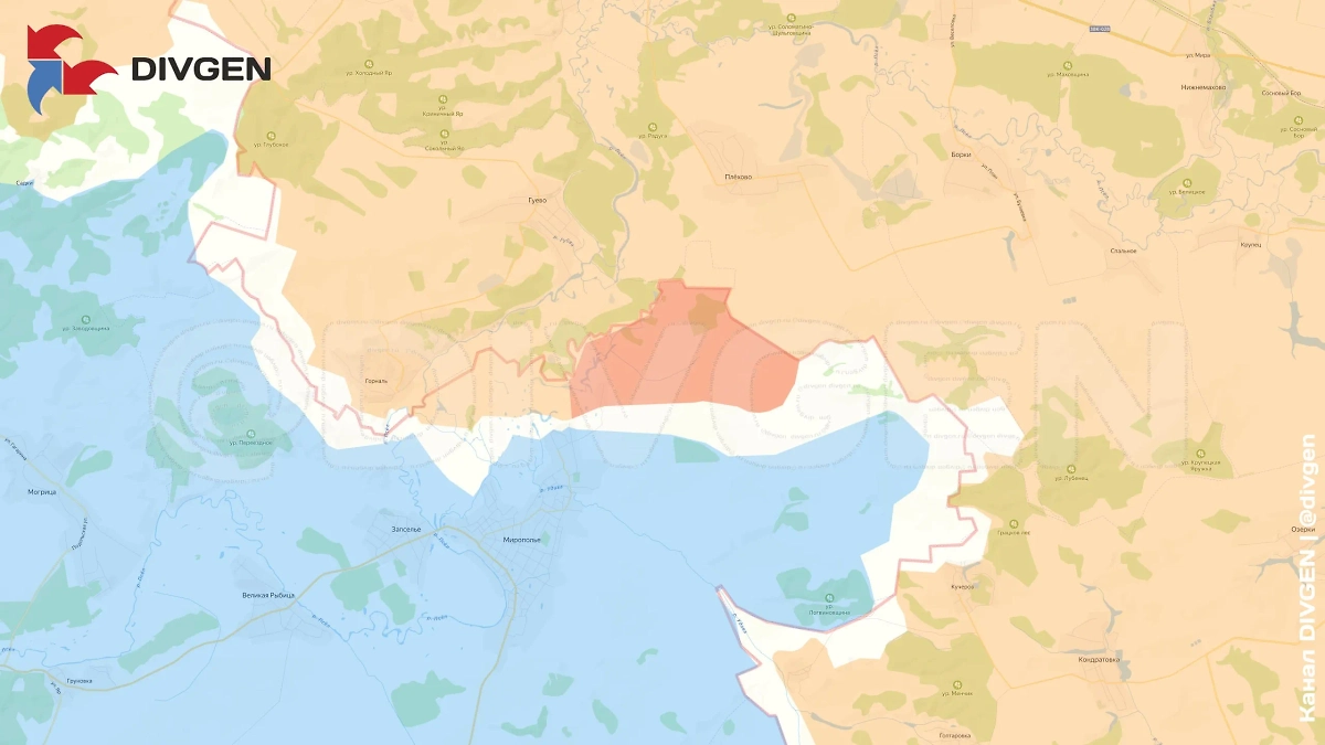 Карта зоны СВО 29 июля 2025 года. Фото © Telegram / DIVGEN 🚩 Карта СВО