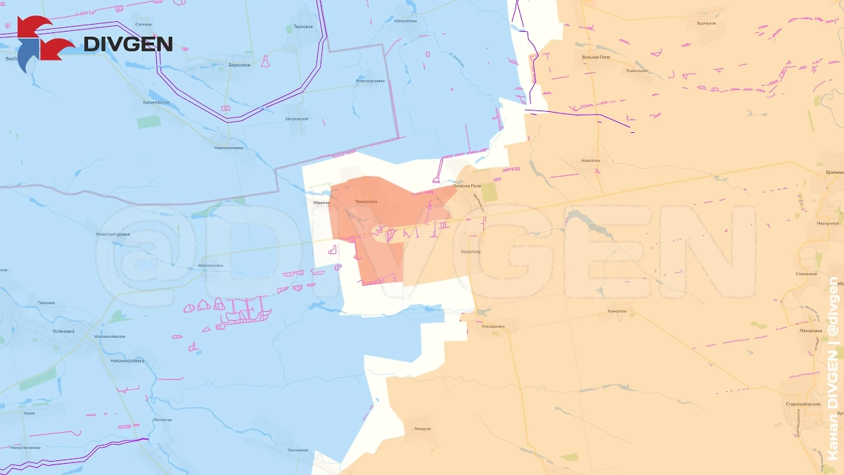 Карта СВО на 30 июля 2025 года. Армия России освободила Темировку в Запорожской области. Фото © Telegram / DIVGEN 🚩 Карта СВО