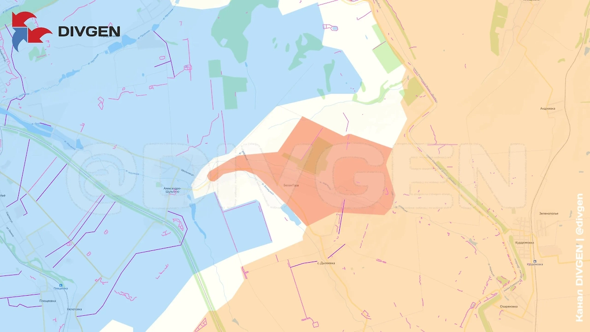 Карта СВО на 21 июля 2025 года. Армия России освободила Белую Гору. Фото © Telegram / DIVGEN 🚩 Карта СВО
