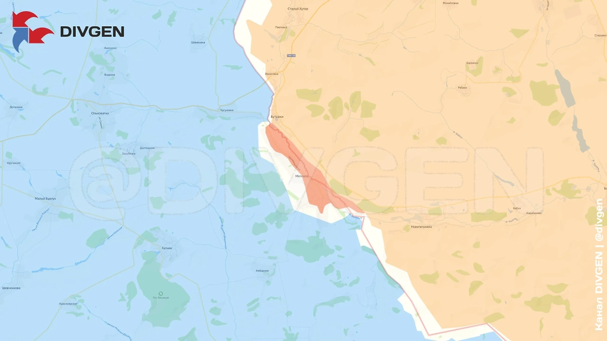 Карта СВО на 4 июля 2025 года. Российская армия перешла границу и выбила противника из села Меловое в Купянском районе Харьковской области. Фото © Telegram / divgen