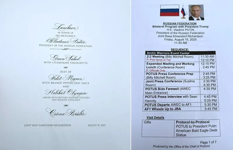 Документы, посвящённые встрече Путина и Трампа, были обнаружены в гостинице в Анкоридже. Фото © NPR