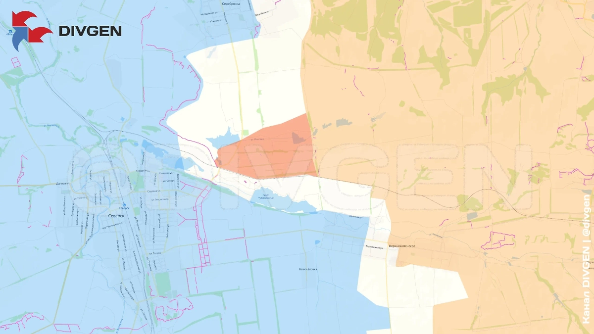 Карта СВО на 2 августа 2025 года. Российские войска заняли новые позиции на подступах к Северску. Фото © Telegram / divgen