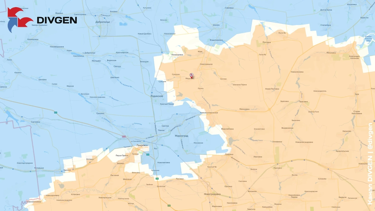 Карта СВО на 12 августа 2025 года. Армия России освободила село Луначарское. Фото © Telegram / DIVGEN 🚩Карта СВО