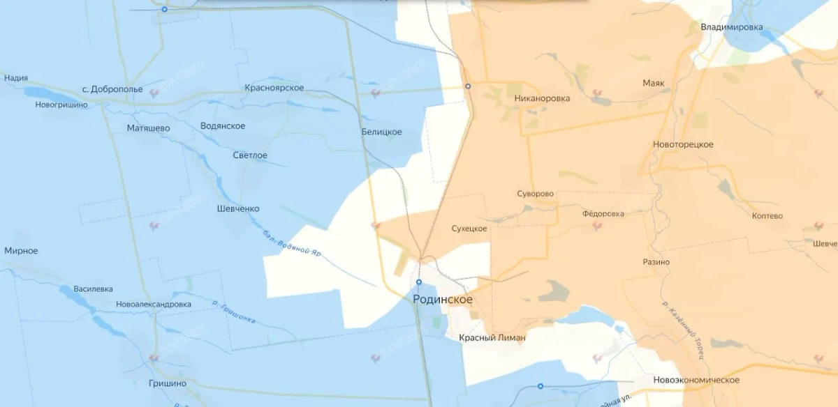 Карта СВО на 14 августа 2025 года. Армия России продвигается у Родинского. Фото © Telegram / DIVGEN 🚩Карта СВО