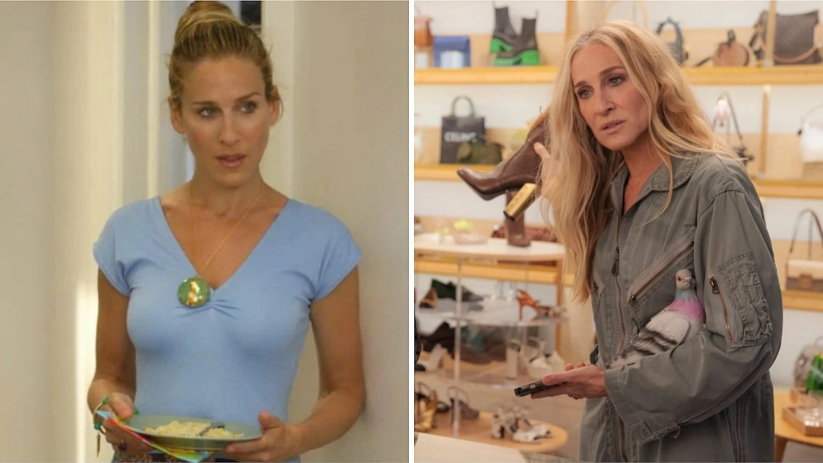 Сара Джессика Паркер из «Секса в большом городе» молодая и красивая и из нового «И просто так» уже уродка. Фото © Кадр из фильма «Секс в большом городе», режиссёры Майкл Патрик Кинг, Аллен Култер и др., сценаристы Майкл Патрик Кинг, Дженни Бикс, Синди Чупак и др. / Kinopoisk, © Кадр из фильма «И просто так», режиссёры Майкл Патрик Кинг, Синтия Никсон, Джиллиан Робеспьер и др., сценаристы Майкл Патрик Кинг, Кендес Бушнелл, Даррен Стар и др. / Kino-teatr