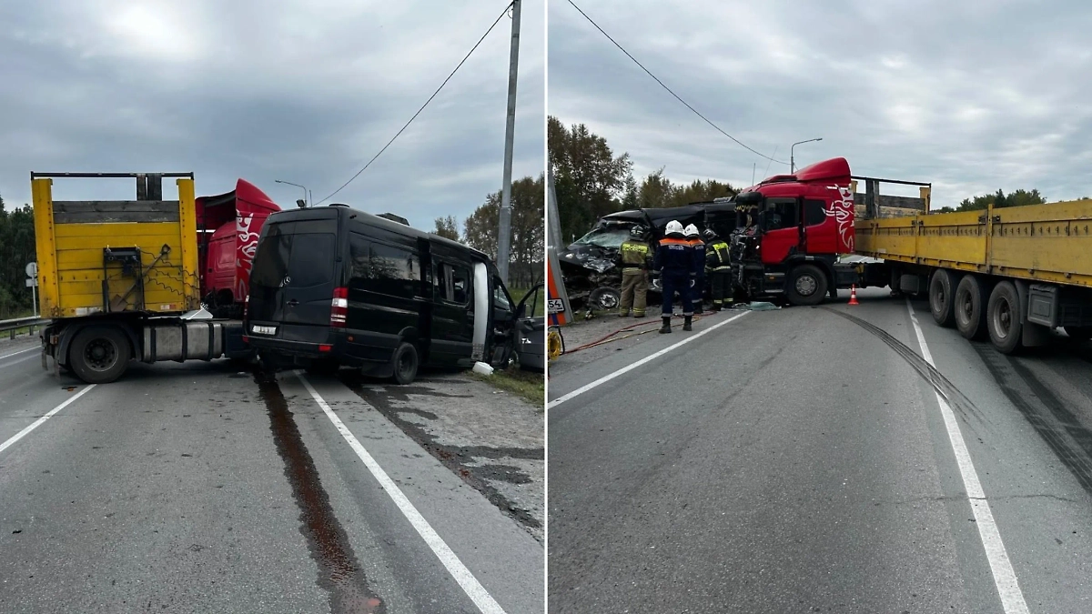 В ДТП на трассе Р-256 в Искитимском районе погиб водитель Mercedes, двое пострадали. Фото © Telegram / Госавтоинспекция Новосибирской области