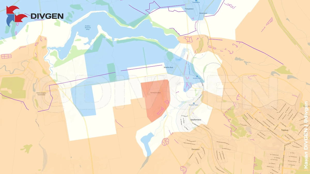 Карта зоны СВО на 8 августа 2025 года. Фото © Telegram / DIVGEN 🚩 Карта СВО