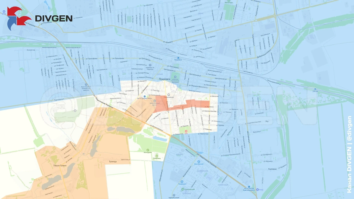 Карта СВО на 9 августа 2025 года. Российская армия расширила контроль в Красноармейске. Фото © Telegram / DIVGEN 🚩Карта СВО