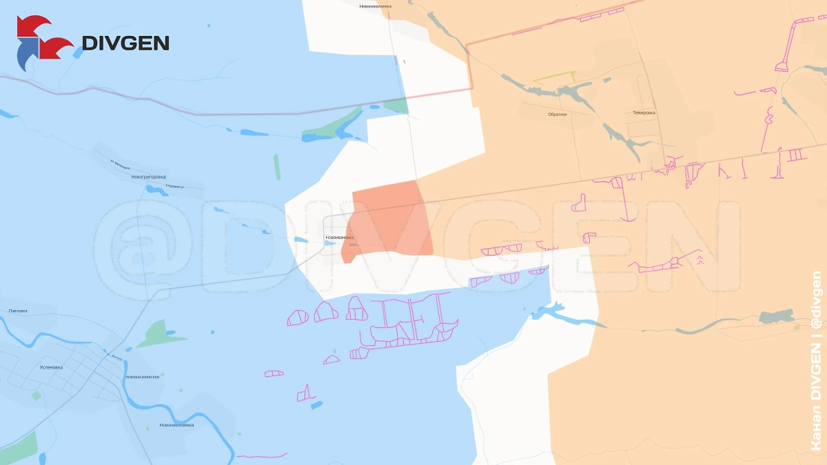 Карта СВО на 17 сентября 2025 года. Армия России продвигается в Новоивановке. Фото © Telegram / DIVGEN 🚩 Карта СВО