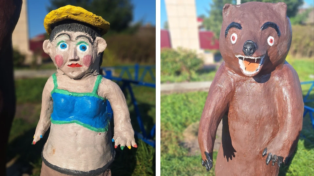 Скульптура «Маша и Медведь». Фото © Telegram / Симбирский шугожор