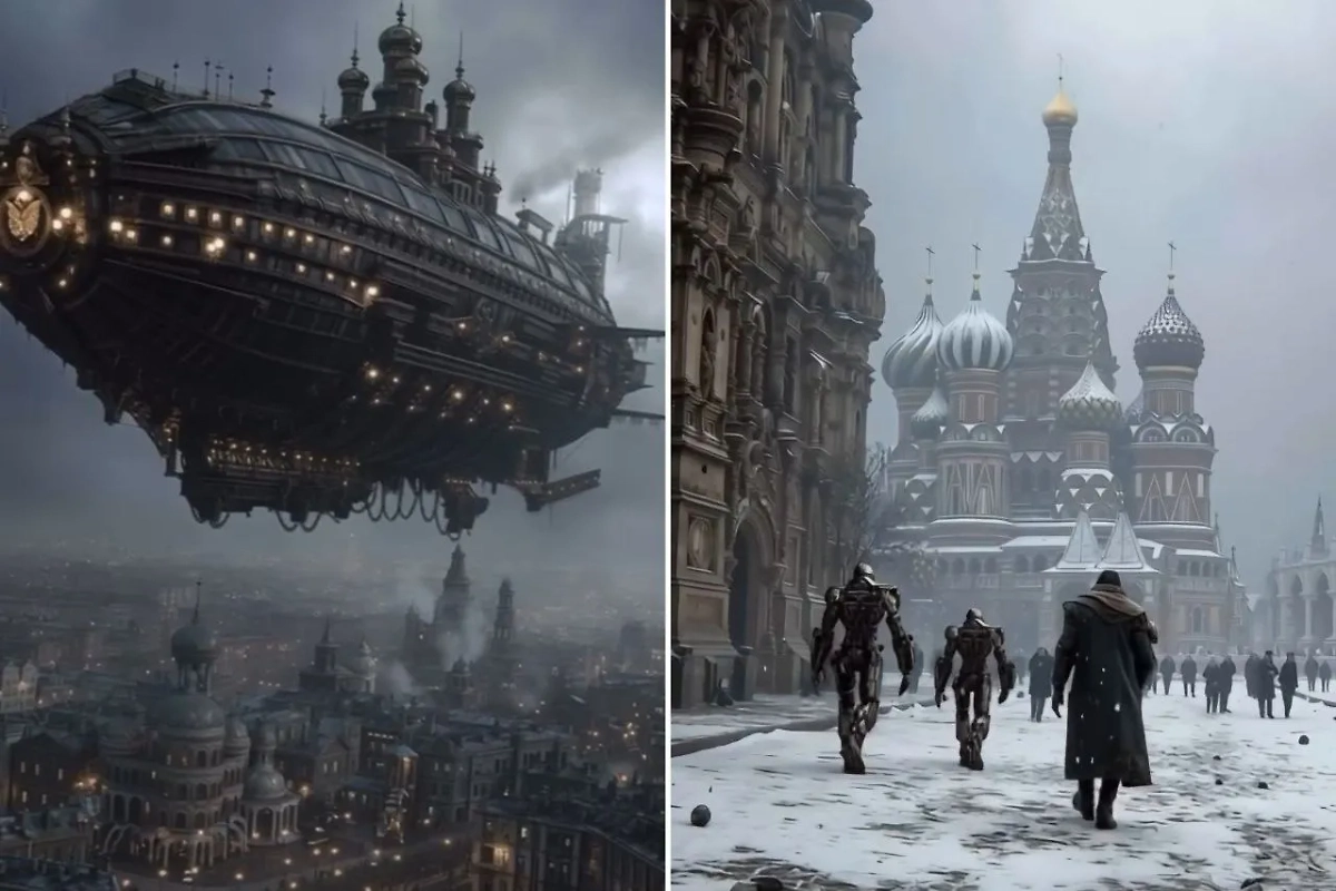 Дирижабль, ГУМ, Храм Василия Блаженного... Нейросети видят Российскую империю так. Фото © Instagram (соцсеть запрещена в РФ; принадлежит корпорации Meta, которая признана в РФ экстремистской) / lizashevaai