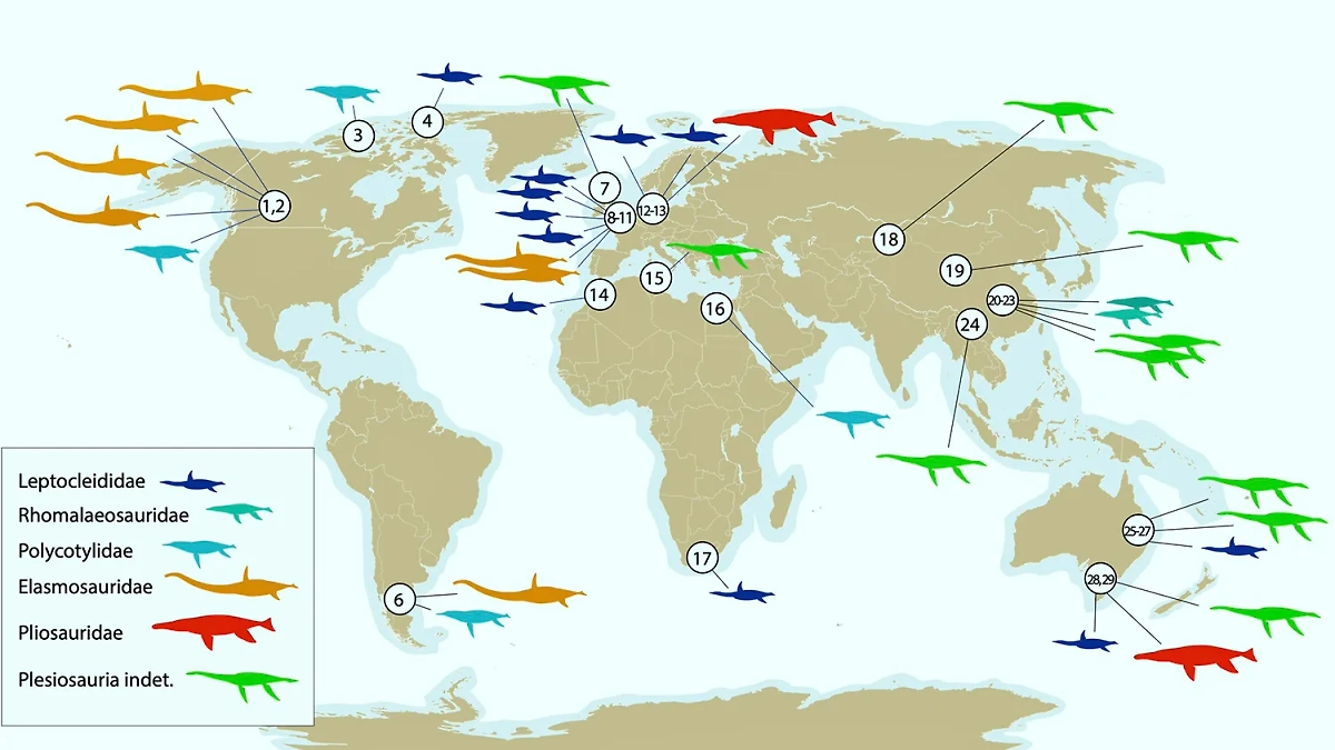Карта местности, где обитали плезиозавры, поразительно схожа с картой озёр, где их встречают сейчас. Фото © phys.org