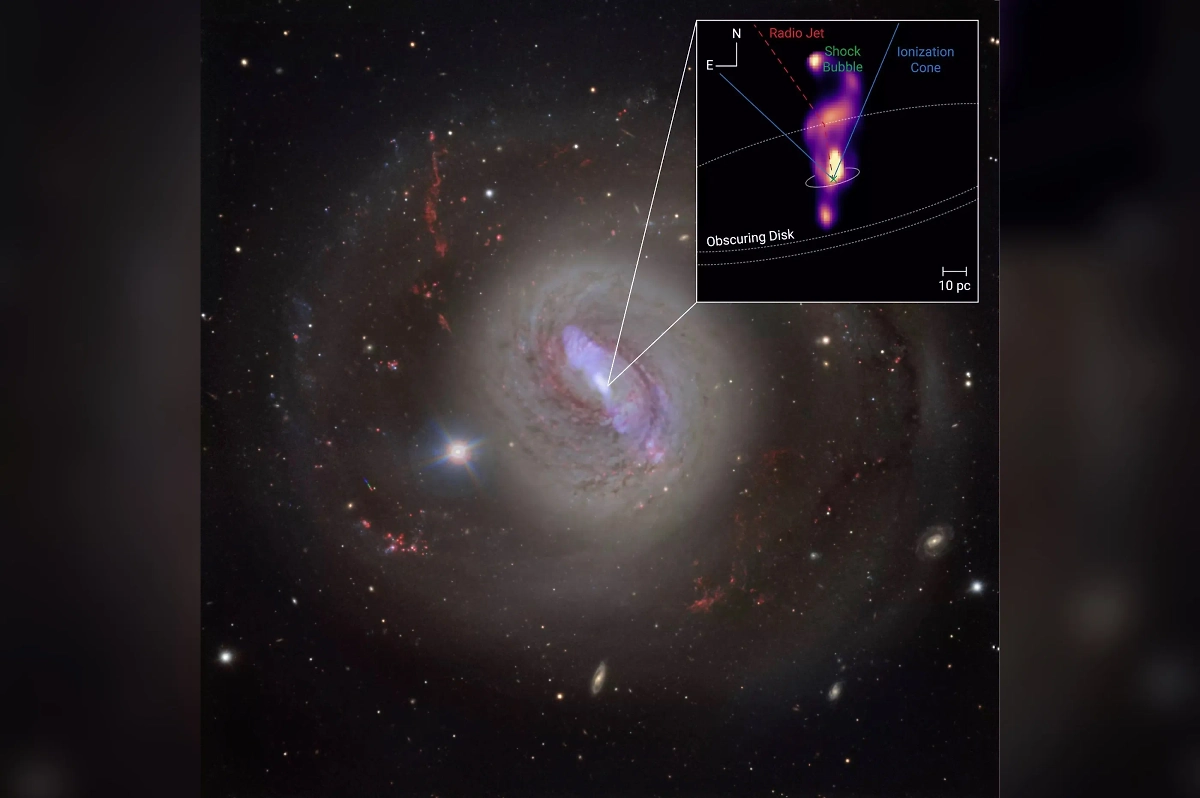 Выброс в центре галактики NGC 1068. Фото © ESO / J. Isbell (UofA, MPIA) / MPIA