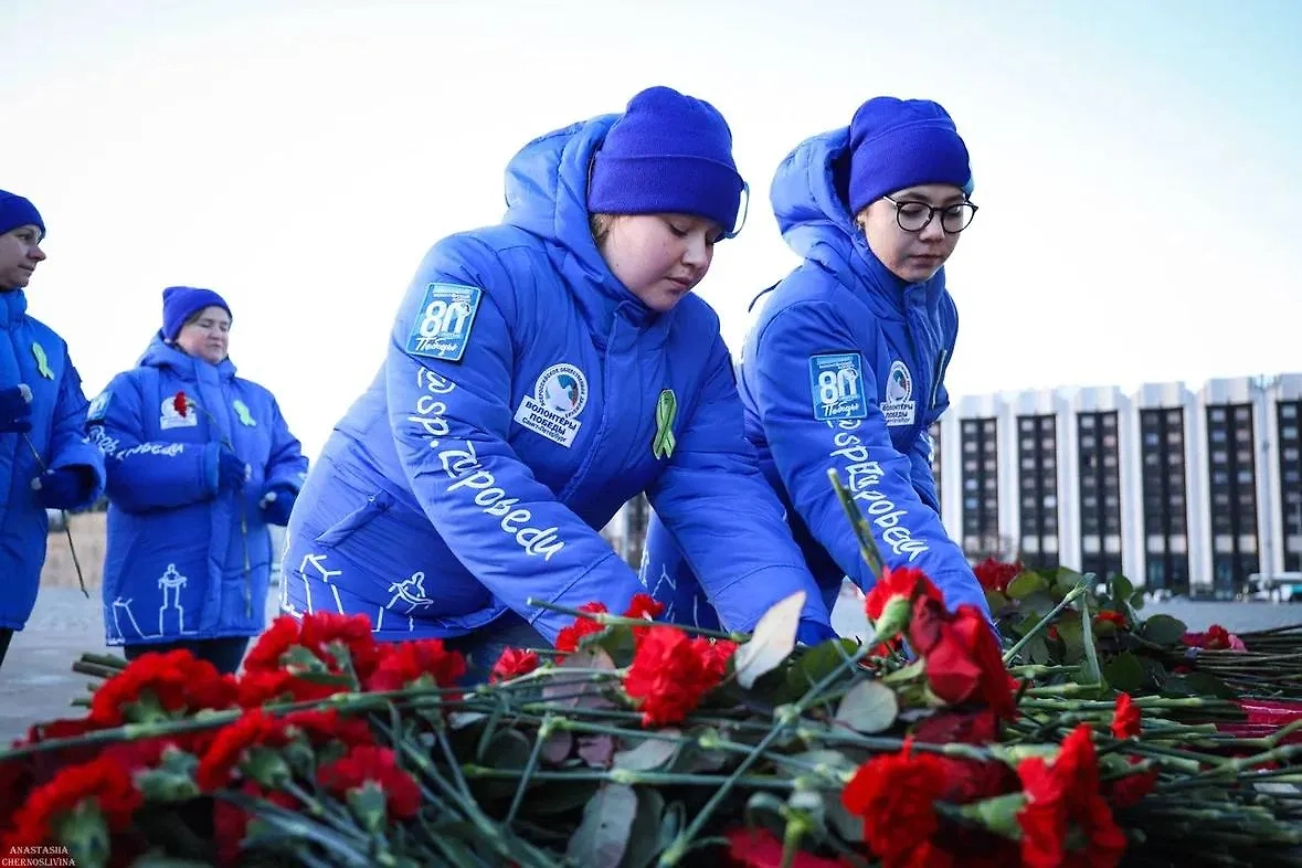 Акция в День прорыва блокады Ленинграда в Санкт-Петербурге. Фото © VK / Волонтёры Победы