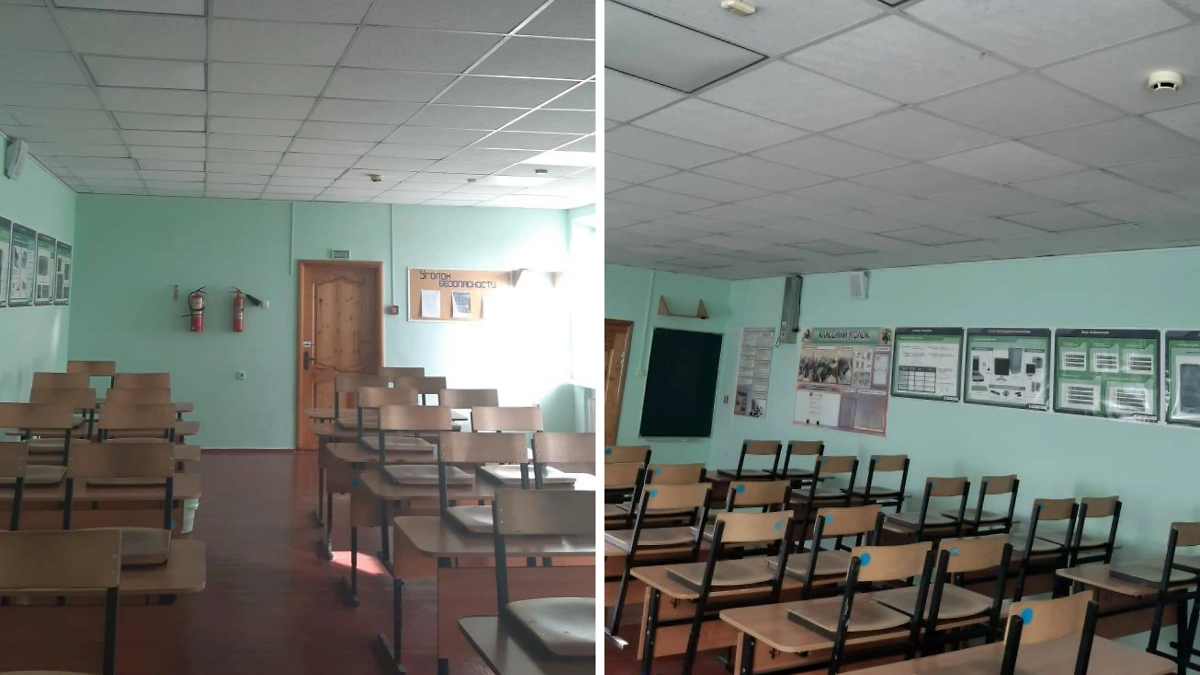 Школа в Ростовской области после обрушения потолка. Фото © Telegram / Администрация Сальского района