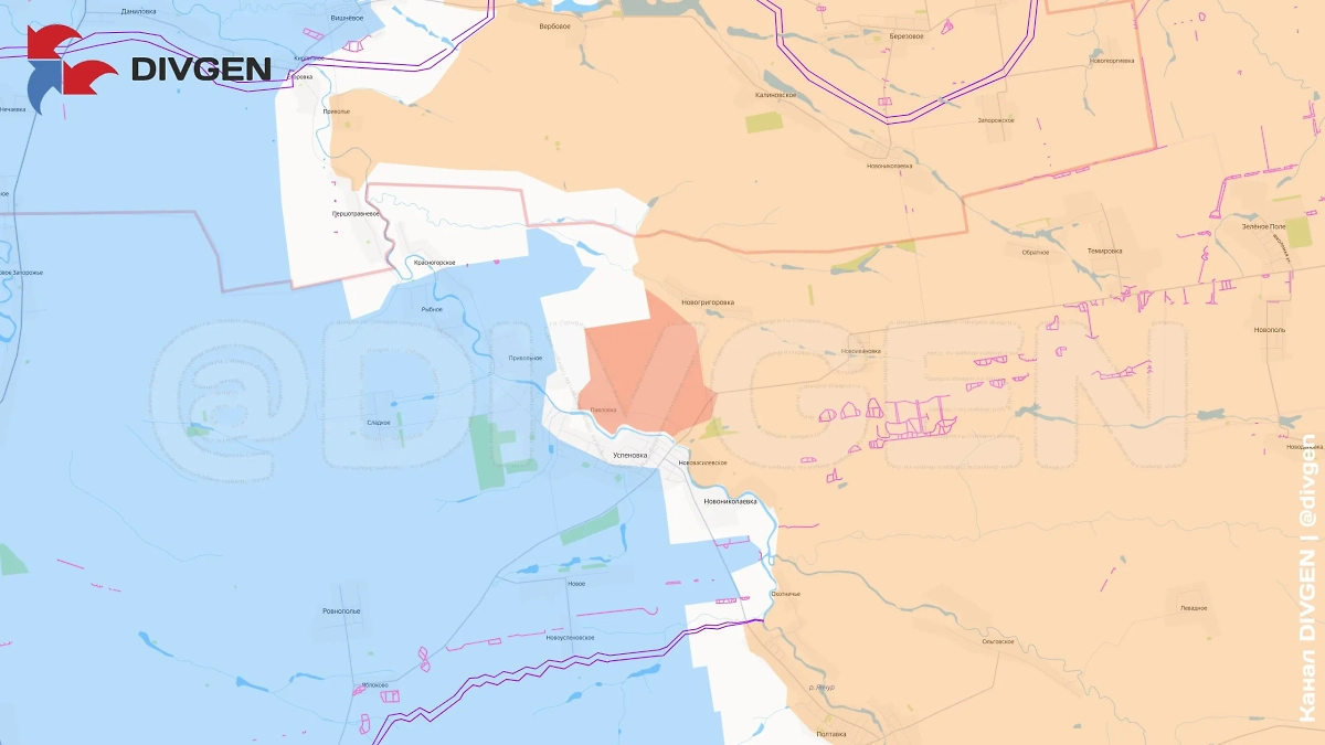 Карта СВО на 23 октября 2025 года. Подразделения группировки войск «Центр» в результате активных наступательных действий освободили населённый пункт Ивановка Днепропетровской области. Фото © Telegram / DIVGEN 🚩 Карта СВО