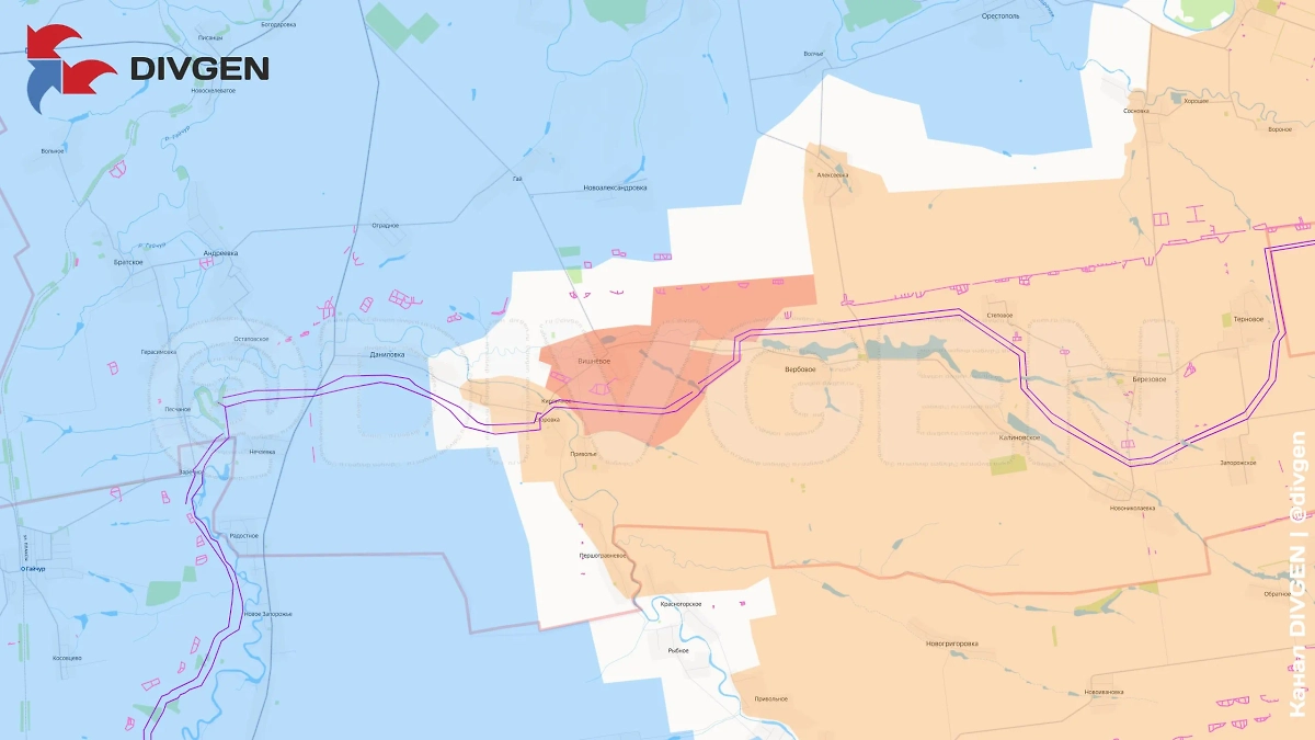 Карта СВО на 30 октября 2025 года. Армия России освободила Вишнёвое. Фото © Telegram / DIVGEN 🚩Карты СВО