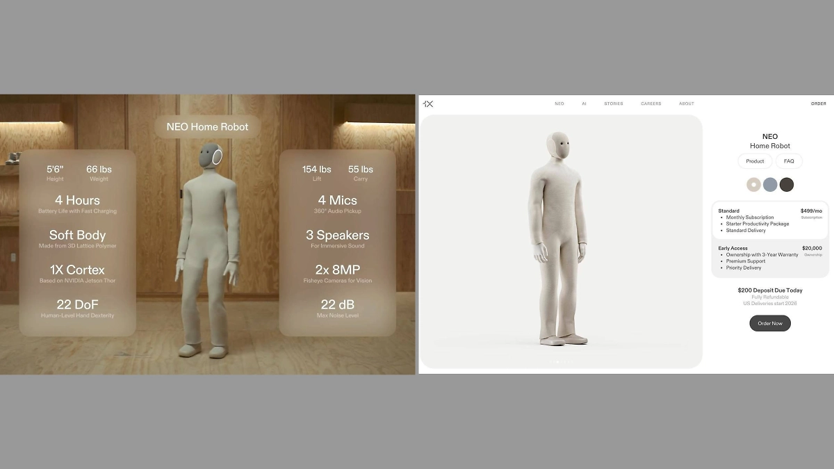 1X открыла предзаказы на домашнего робота-гуманоида NEO. Фото © Х / 1X