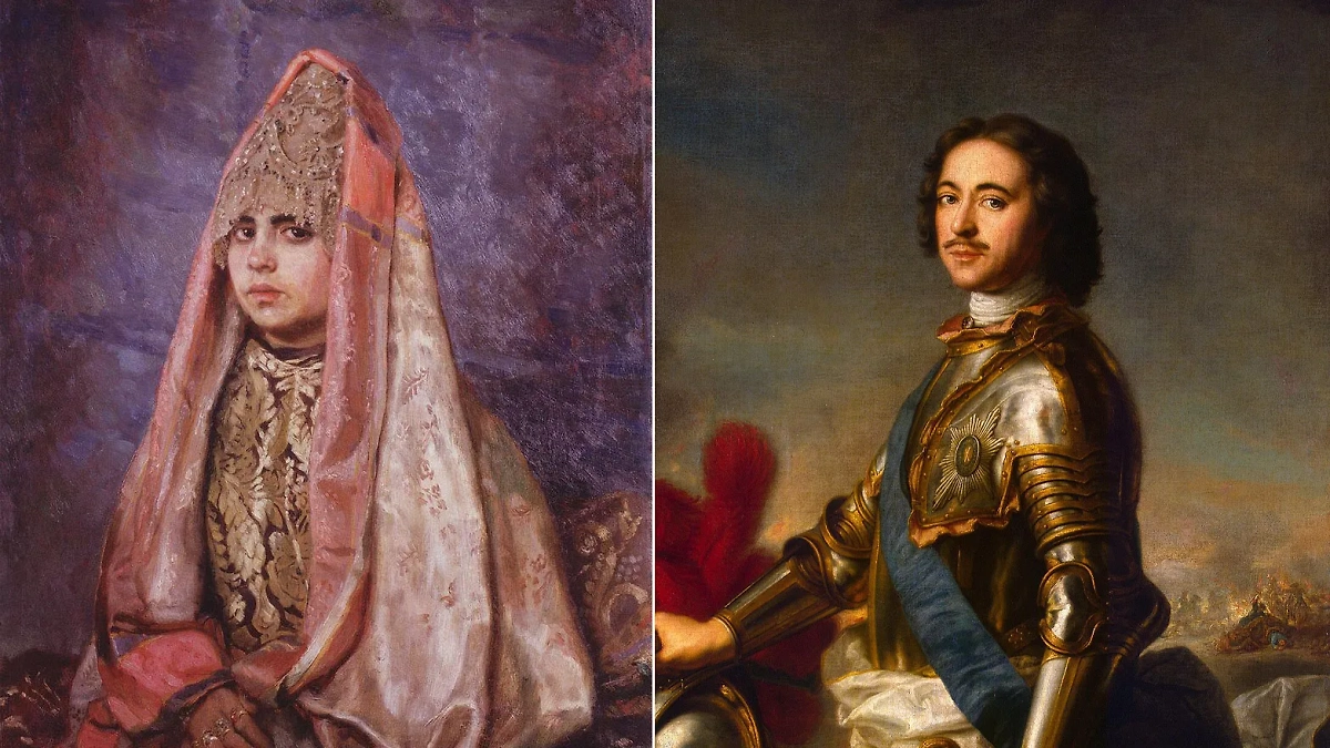 Кокошник переживал гонения в Российской империи! Но это в самом начале, ещё при Петре I. Фото © Wikipedia / Виктор Михайлович Васнецов, Wikipedia / Жан-Марк Натье