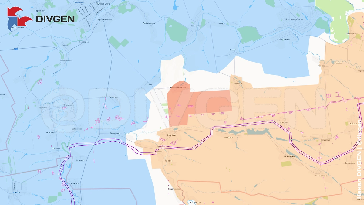 Карта СВО на 1 ноября 2025 года. Воины 36-й гвардейской отдельной мотострелковой бригады 29-й армии освободили Новоалександровку Днепропетровской области. Фото © Telegram / DIVGEN 🚩 Карта СВО