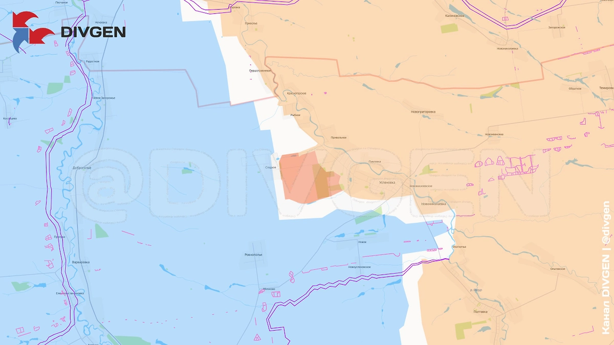 Карта СВО на 10 ноября 2025 года. Армия России освободила Рыбное. Фото © Telegram / DIVGEN 🚩 Карта СВО
