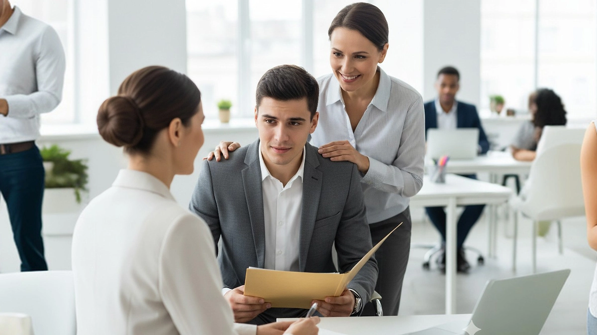 Зумеры приходят на собеседования с мамами. Фото © Nano Banana AI